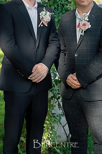 Dusty Rose Boutonniere for Men,Prom boutonnieres,Groom and Groomsmen Boutonniere for Wedding Ceremony Anniversary, Formal Dinner Party and Grad Night (Set of 6) - color: Dusty Rose, size: set of 6