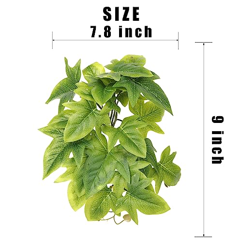 Reptile Plants for Terrarium, Amphibian Habitat Decor Artificial Hanging Plants with Suction Cup - Fake Sweet Potato Vine - color: Fake Sweet Potato Vine