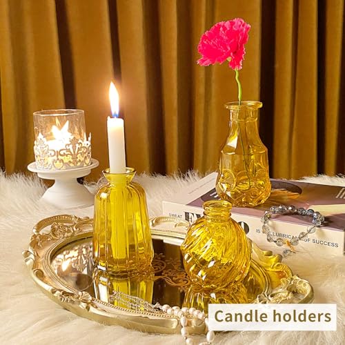 Mini Glass Bud Vases for Wedding & Bridal Shower Centerpieces,Versatile Glass Vases for Home Decor,Party & Anniversary Decorations,Candle Holders,Hydroponics, Aromatherapy Bottles(Pack of 30,Yellow) - color: Golden Yellow, size: 30 pcs