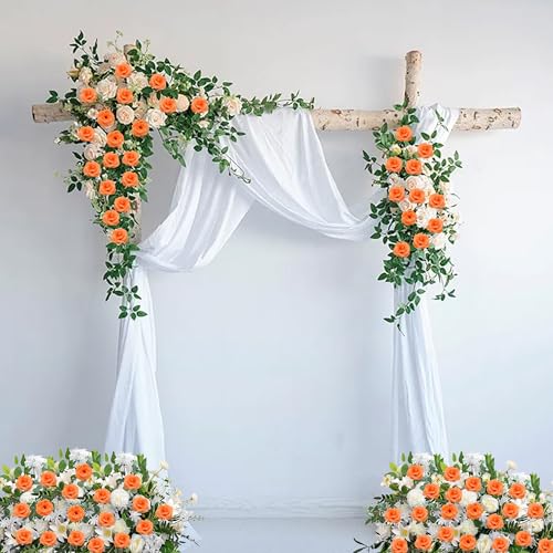 Rose Artificial Flowers, 50Pcs Orange Roses Head Flowers Bulk with Stem, 3 Inches Silk Rose Fake Flower Head for Wedding Party Home Decor DIY Baby Shower Centerpieces Tables Decoration(Deep Orange) - color: Deep Orange