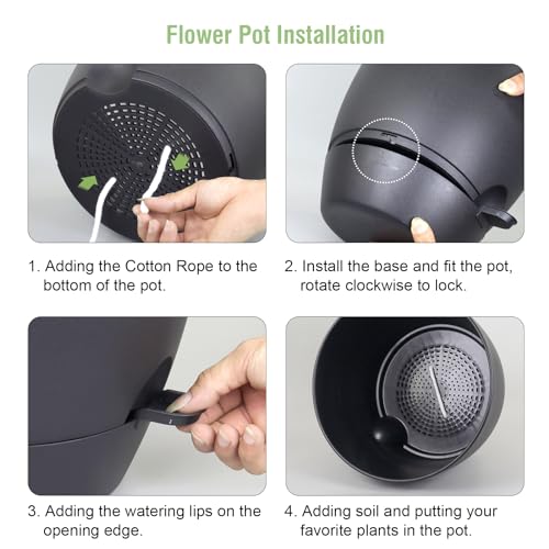 Meowell 12 inch Large Self Watering Pots for Indoor Outdoor Plants, Flower Plant Pots with Mesh Drainage Holes for Garden House, Plastic Planters with Reservoir for Home Decor, Black - color: Black, size: 12inch B