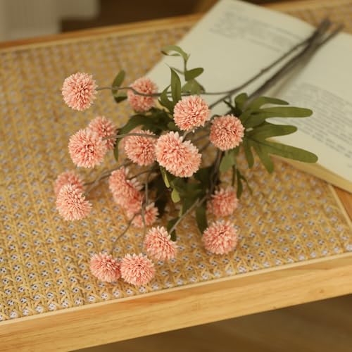 Laelfe 5pcs Dandelion Artificial Flowers Bridal Bouquet Wedding Home Party Decor - color: Dusty Pink