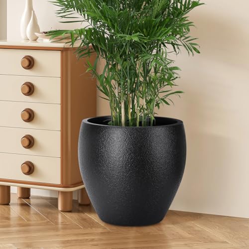 YNNICO Plant Pots 17.5/14.8/12.2 inch Set of 3, Flower Pots with Drainage Holes, Large Planters for Indoor Outdoor Garden Plants and Flowers. (Black) - color: Black