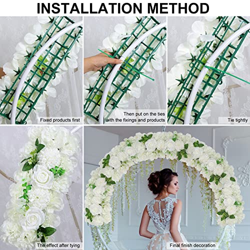 Wedding Arch Artificial Flower Panels - 6Pack White Faux Floral Swags Rose Silk Fake Peony Realistic Corner 3D Flower Row Arrangement Combo for Wedding Reception Ceremony 20.9 * 9.4 * 3inch - color: White -6pcs