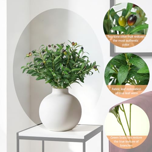 Faux Olive Branches, 18''Artificial Olive Stems,Perfect Greenery for Vase,Greenery for Centerpieces,Coffee Table,Home Decoration for Dining Room & Living Room,6pcs