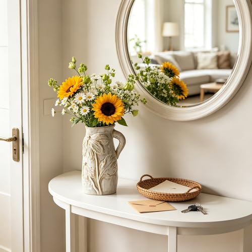 Small Ceramic Vase for Flowers,Handmade Modern Farmhouse Pitcher Vase for Home Decor,Smooth Glaze Decorative Table Vase for Living Room Shelf Bookshelf Entryway Decor,7.3 Inch - color: Creative Humanoid Vase