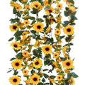 Zythrem 6 Pack Artificial Sunflower Garland for Decoration 7.22FT Silk Sunflower Yellow Flower Vines with Green Leaves Summer Garland for Mantle Wedding Table Home Baby Shower Party