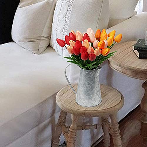 10 Pcs Peach Tulips Artificial Flowers Real Touch Fake Tulips Fake Flowers for Mother's Day 13.5" Faux Tulips Faux Flowers Bulk Artificial Tulips Flowers for Vase Centerpieces Home Wedding Bouquet - color: Peach #10