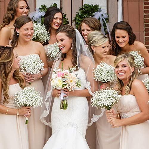 N&T NIETING Babys Breath Artificial Flowers Bulk White, 24Pcs Fake Gypsophila Bouquet Flowers Real Touch Faux Babies Breath for Wedding Centerpieces, Party Decor, Home Floral Arrangements, White - color: White, size: 24pcs
