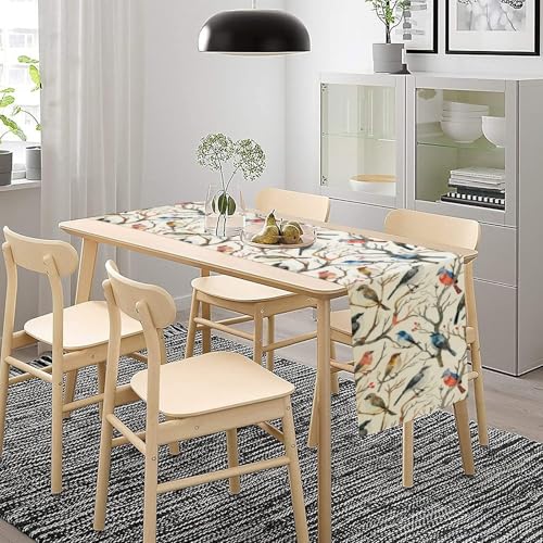 Birds Spring Table Runner, Colorful Birds Branches Seasonal Kitchen Dining Table Decoration for Home Party Decor 13x36 Inch - color: Bird_2, size: 13x36inch