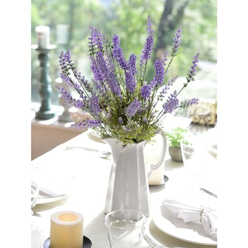 FiveSeasonStuff Hazy Purple Artificial Lavender Flowers 14.6 inches 4 Stems - color: Hazy Purple Lavender Bouquet