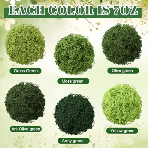 Suncalla 6 Colors Artificial Moss for Crafts 43.32oz/2.7lb Fake Green Moss Faux Grass for Potted Plants Indoor Bulk Large Capacity Fairy Garden DIY Decoration Model Making Walls Table Decors Home - color: 6 Colors