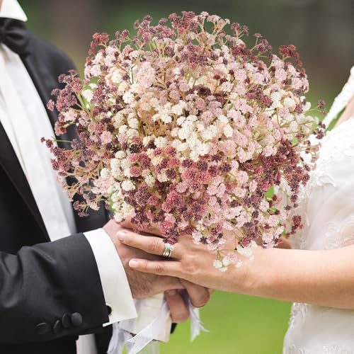 Baby Breath Flowers Fall Flowers Artificial Bulk, 24Pcs Fall Decor Fake Gypsophila Plants Bouquets Flowers Real Touch Faux Babies Breath Arrangement for Home Autumn Wedding Party Vase Decoration Pink - color: Fall Pink, size: 24pcs-Standard