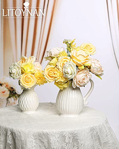 Artificial Flower Combo Flowers Exquisite Yellow Flower Box Set for DIY Bouquets Centerpieces Floral Arrangements, Multi Use Wedding Party Home Decorations Faux Flowers（Yellow & Peach ） - color: Yellow&peach