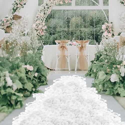 500 Pcs Exquisite White Rose Petals, Emulation Silk Rose Petals, Artificial Flower Petal for Romantic Nights, Weddings, Events, and Valentine's Day Deco (White) - color: White