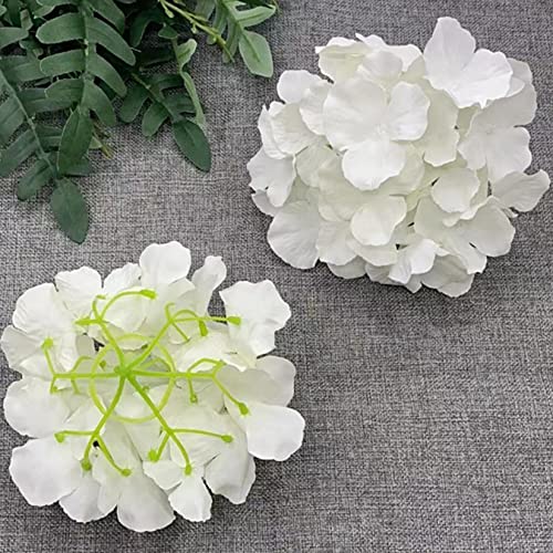 HinyoCo 32 Pcs Silk Hydrangea Artificial Flowers Hydrangea Heads No Stems, Used for Home Wedding Party Decoration (White) - color: White