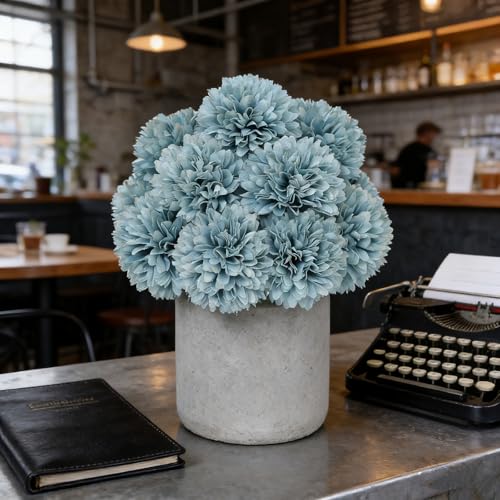 Kimura's Cabin 20Pcs Fake Mums Flowers Artificial Silk Chrysanthemum Ball Flower for Wedding Party Home Kitchen Table Core DIY Decoration Bouquets (Dark Blue) - color: Blue