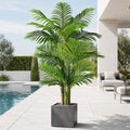 6ft Tall Triple Golden Cane Palm Artificial Tree Large Tropical Palm Tree UV Resistant Fake Plant in Pot for Indoor Outdoor Big House Living Room Outside Patio Office Home Decor 1Pack - size: 6ft