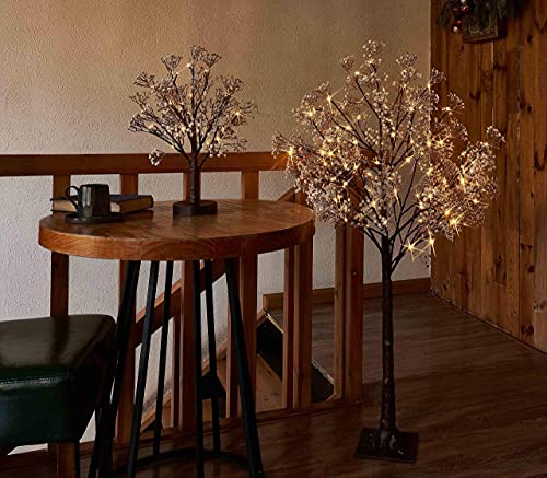 Hairui Lighted Gypsophila Tree 4FT 90 LED Artificial Baby Breath Flowers with Lights for Wedding Party Winter Christmas Holiday Decoration