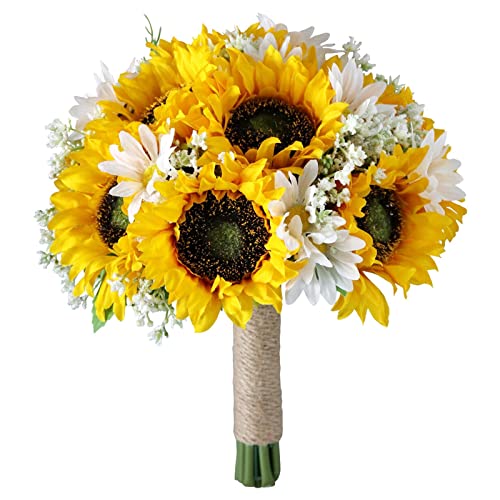 TOOYFUL Wedding Bride Bouquet Sunflowers Bridesmaid Holding Flower Artificial Flowers for Festival Wedding Ceremony Decor Centerpiece