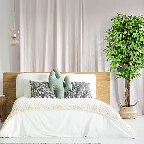 7ft Large Ficus Artificial Trees with Natural Curved Trunks, 84" Tall Lush Faux Tree for Home Decor Indoor, Green Lifelike Fake Ficus Tree Artificial Plants in Pot - size: 7.2ft