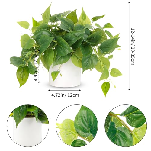 JPSOR Faux Plants Indoor, Pothos Small Fake Plants for Home Decor Indoor Fake Potted Plant Artificial Plants for Living Room Shelf Home Office Decor（White Ceramic Pot） - color: A-white Ceramic Pot