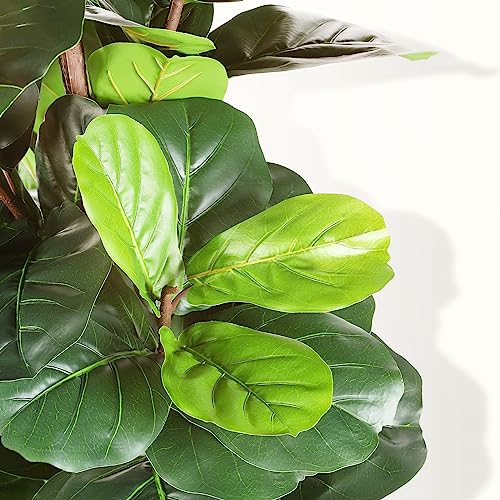 LYERSE Artificial Fiddle Leaf Fig Tree - 6.5ft Faux Ficus Lyrata Plant with 108 Fiddle Leaves Fake Fig Silk Tree in Pot Artificial Tree for Indoor Outdoor Home Office Perfect Housewarming - size: 6ft 6in