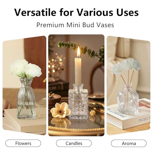 RUCKAE Glass Bud Vases Mini Flower Vase Small Vintage Vases for Centerpiece Table Wedding Decorations Home Decor Party(Transparent 22 Pack) - style: Transparent 22 Pack