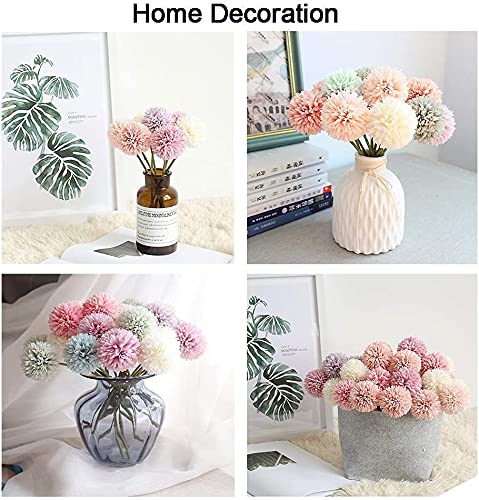 12pcs Gray Artificial Flowers Fake Flowers Silk Artificial Chrysanthemum Ball Hydrangea Bridal Wedding Bouquet for Home Garden Party Decor (Gray) - color: Gray，12pcs