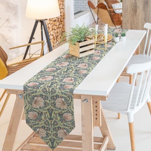 William Morris Vintage Floral Table Runner,Botanical Blue/Pink Farmhouse Rectangular Runner,Elegant Chic Table Runner for Holiday Party,Wedding and Indoor Outdoor Dining Table Decor,13"x72" - color: Vintage Flowers Runner-8