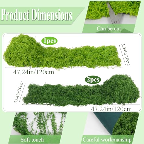 ACRYCS Fake Moss Rug Multicolor 4" x 47" Faux Moss for Table Runner Decorating Green Artificial Grass for Indoor Plants Wall Crafts DIY Table Centerpieces Fairy Woodland Garden Floral Wedding 10x120cm - size: Dark Green, Emerald Green-4" x 47"/10x120 cm