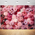 7x5ft Flower Backdrop Pink Red Rose Flowers Floral Wall Photography Background Birthday Baby Shower Wedding Party Banner Decorations Supplies Photo Booth Props - size: 7x5ft