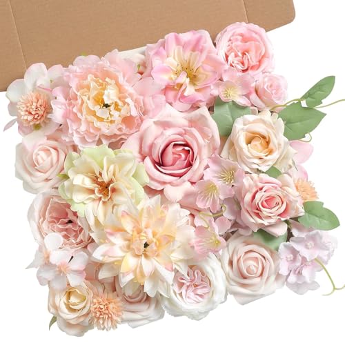 Artificial Flowers, Light Pink Silk Fake Flowers for DIY Wedding Bridal Bouquets, Wedding Cake Flowers for Table Centerpieces Baby Shower Birthday Party Home Decorations - color: Light Pink