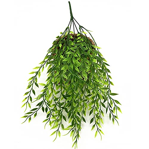 Artificial Plants Hanging, for Christmas Decorations Fake Vines Plastic Ivy Greenery Garland Faux Vine Grass Flowers Leaves Outdoor Indoor Home Garden Party Wedding Bedroom Wall Decor - Green 4 Pack - color: Hanging Willow/ 4 Pack