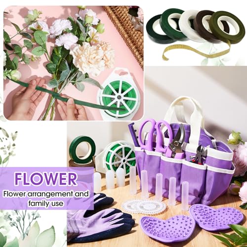 207 Pcs Flower Arrangement Supplies Florist Garden Tool Gift Kit for Women Include Purple Bag Thorn Remover Rose Stripper Outdoor Hand Tools Stem Pruning Shear Gloves Stem Wire Etc Wedding DIY Kit - color: Purple