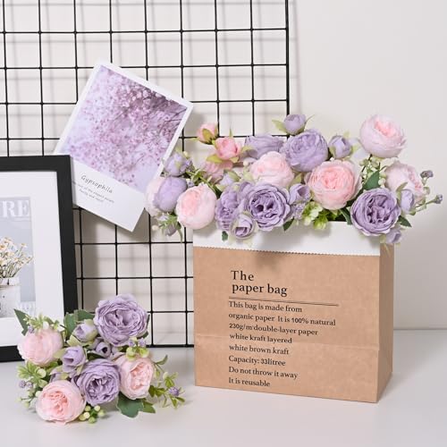 MARTINE MALL 2 Packs Peonies Artificial Flowers, Pinkish-Purple Artificial Peonies, Silk Peonies Flowers Fake Peonies Artificial Flowers Peonies Bouquet for Centerpiece Table Wedding Party Home Decor - color: Pinkish-purple, size: 2PCS