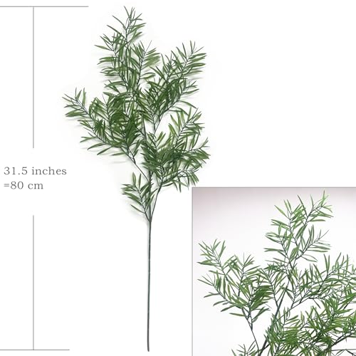 Artificial Plants Fake Plant Simulation Bamboo Leaf Tall 31 Inch, Faux Reed Plastic Leaves Faux Greenery Bushes Flexible Branches Stems for Indoor Outdoor Decor Wedding Party DIY Decoration - 2 Pack - color: (Tall) Bamboo Leaves - 2 Pack