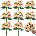 Zeyune 8 Pack 12 Inch Wedding Bouquets for Bride Bridesmaid Red Artificial Rose Bouquet Fake Silk Roses Flowers Bunches Bulk for Home Office Garden Parties(Champagne) - color: Champagne