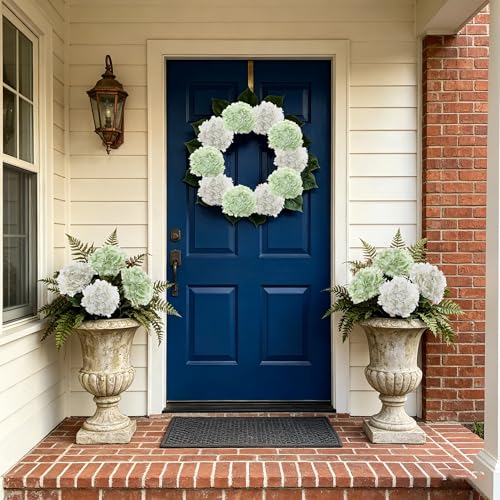 Coferset 4pcs Light Green Lifelike Hydrangea Artificial Flowers 22inch Real Touch Faux Hydrangea Flower Stem for Home Party Wedding Floral Filler Arrangements Ceterpieces Bouquets - color: Light Green, size: 4pcs