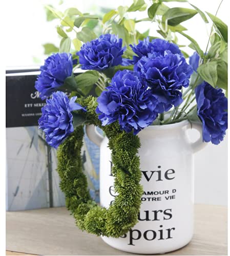 11 Inch Bouquets 10 Stem Carnations,Outdoor UV Resistant No Fade Artificial Flower,Mini Carnation Silk Petals Fake Flowers Forever Plants for Photo Props Home Party and Wedding Decor (Dark Blue) - color: Dark Blue
