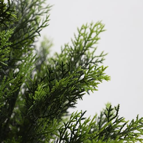 momoplant 31 Inch Tall Artificial Cedar Topiary Tree Set of 2 Faux Cypress Evergreen Potted Plants for Outdoor & Indoor Decor - size: 31 Inch