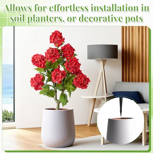 Daifunli 2 Pack 36″ Artificial Hydrangea Trees Real to Touch Faux Hydrangea Bushes Plants with Stakes for Wedding Spring Home Office Living Room Housewarming Gift(Red) - color: Red