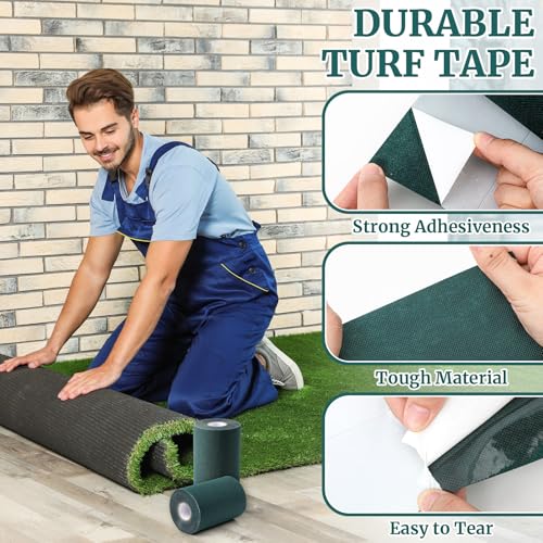 Gersoniel 2 Rolls 6 in x 33 ft Artificial Grass Turf Tape Self Adhesive Turf Seam Tape for Artificial Lawn Carpet Jointing, Indoor Outdoor Rug, Pet Grass Mat Connecting - size: 6 in X 33 ft
