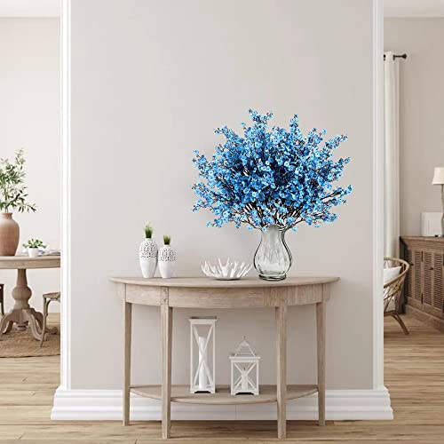 Sggvecsy 15 Pcs Babys Breath Artificial Flowers Gypsophila Bouquets Bulk Real Touch Fake Silk Flowers for Home Wedding DIY Floral Arrangement Kitchen Table Centerpiece Decoration (Blue with Purple) - color: Blue, size: 15Pcs