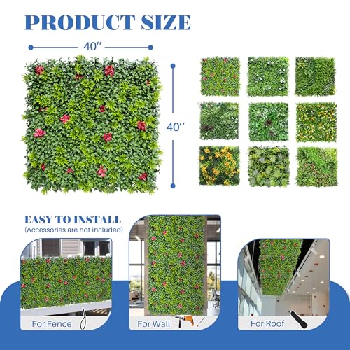 ECOOPTS 40"x40" Faux Ivy Privacy Fence Screen Artificial Boxwood Panels Topiary Hedge Plants for Indoor Outdoor Decoration, #1 Mixed Leave, 1 Pack - color: 40"x40" #1 Mixed Leave, size: 40"x40"