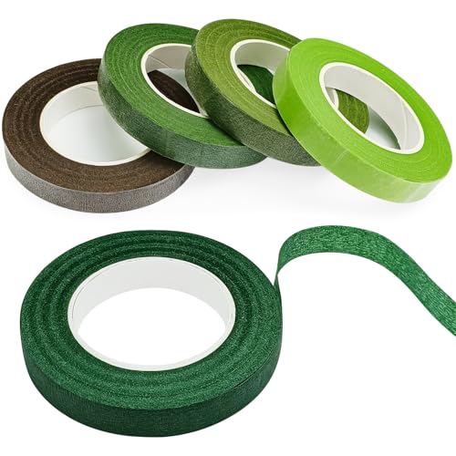 5 Roll Floral Tape, 1/2 Inch 30 Yard Florist Tape, Flower Wrap Tape for Fresh Flowers Artificial Flowers Arrangements Crafts, Wedding Bouquet Florist Supplies
