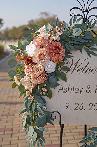 ponatia Wedding Arch Flowers (Pack of 2), Artificial Burnt Orange Flowers for Wedding Welcome Signs Decorations and Arch Flower for Weddings Ceremony Reception (Burnt Orange) - color: Burnt Orange