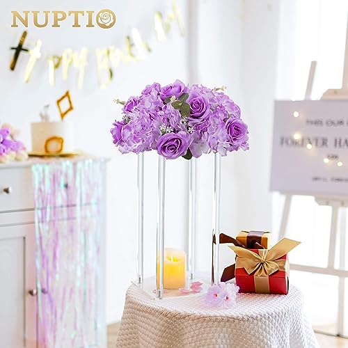 NUPTIO Flower Balls for Centerpieces Wedding: 10 Pcs 14.2 inch Diameter Artificial Flower Ball Arrangement Bouquet Centerpiece for Tables - Light Purple Fake Rose Flowers for Wedding Decor - color: Light Purple, size: 14.2" Diam - 10 PCS