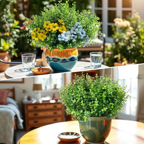 Artificial Eucalyptus Bundles Fake Greenery Stems Realistic Fade Resistant Faux Plants for Indoor Outdoor All Seasons Home Office Farmhouse Wedding Patio Garden Spring Decor Without Pot - color: Green, size: 12 Bundles