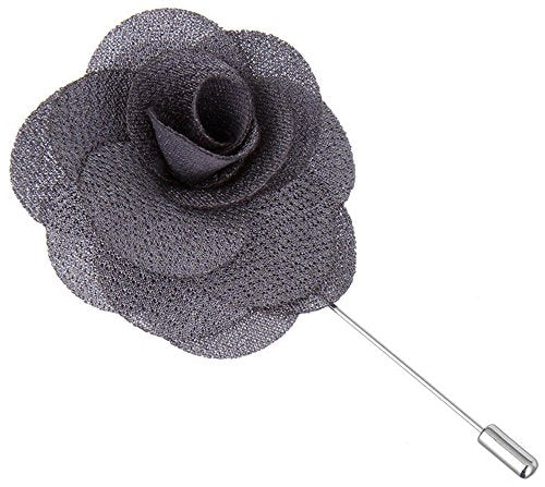 Flairs New York Gentleman's Essentials Premium Handmade Flower Lapel Pin Boutonniere - color: Carbon Grey [Begonia]